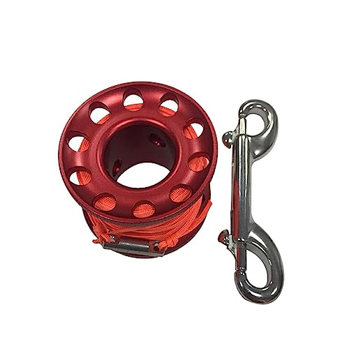 NIYADO Doppelköpfiger Haken Path Seeker Tauchrolle Flaches Seil Tragbare Wickelführungsleinenspule Edelstahl-Schnappschnalle Tauchausrüstung Outdoor-Ausrüstung(30 Red) von NIYADO