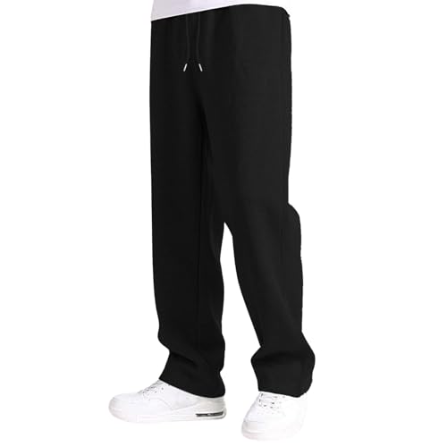 NKPUYT Jogginghose Herren Baggy Sporthose Relaxed-Fit Sweathose Aestethic Sweatpants Breites Bein Freizeithosen Elastische Taille Trainingshose Männer Laufhose mit Taschen Streetwear von NKPUYT