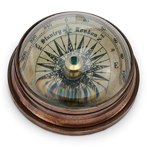 NKlaus Kompass Maritim mit Domglas aus Messing antik 6cm Peilkompass Richtungsanzeiger 11657 von NKlaus