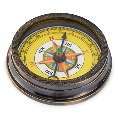 NKlaus Kompass aus Messing antik 5,5cm Taschenkompass Peilkompass Richtungsanzeiger 11655 von NKlaus