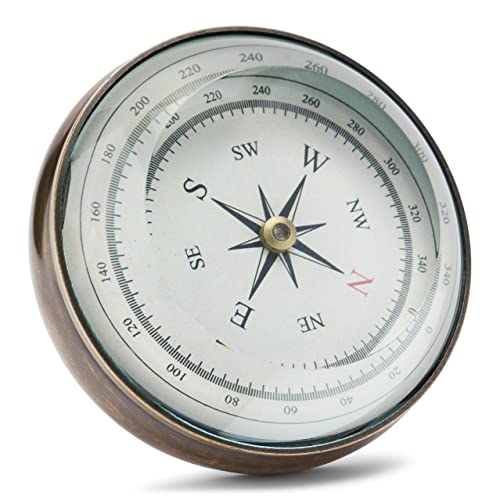 NKlaus Kompass aus Messing antik mit geschliffenem Glas 8cm Taschenkompass Peilkompaß 11665 von NKlaus