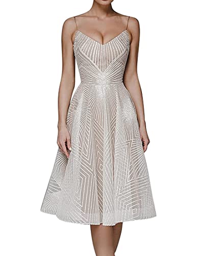 NLAVW Damen-Abschlussballkleid, elegant, ärmellos, Spaghettiträger-Kleid, einfarbig, mit Blumen Bestickt, Knielang, Abendkleid, sexy, schmale Passform,Apricot,S NLAVW Damen-Abschlussballkleid, elegant, ärmellos, Spaghettiträger-Kleid, einfarbig, mit Blumen Bestickt, Knielang, Abendkleid, sexy, schmale Passform,Apricot,S von NLAVW