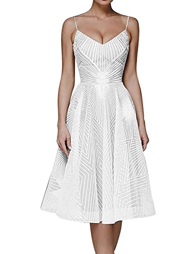 NLAVW Damen-Abschlussballkleid, elegant, ärmellos, Spaghettiträger-Kleid, einfarbig, mit Blumen Bestickt, Knielang, Abendkleid, sexy, schmale Passform,Weiß,S NLAVW Damen-Abschlussballkleid, elegant, ärmellos, Spaghettiträger-Kleid, einfarbig, mit Blumen Bestickt, Knielang, Abendkleid, sexy, schmale Passform,Weiß,S von NLAVW