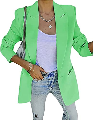 NLAVW Damen Blazer Jacke Langarm Kleid Revers Zweireiher Elegante Jacke Retro Strickjacke Plus Size,Grün,M von NLAVW