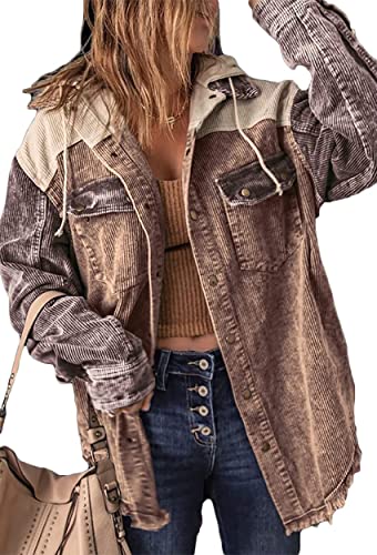 NLAVW Damen Cord Jacke, Brauner Cord Mantel, Langarm Mantel Herbst und Winter Oberbekleidung,Braun,XS NLAVW Damen Cord Jacke, Brauner Cord Mantel, Langarm Mantel Herbst und Winter Oberbekleidung,Braun,XS von NLAVW