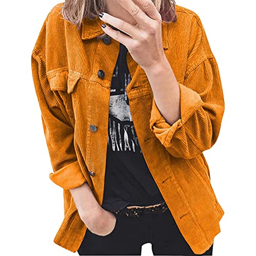 NLAVW Damen-Cordhemd mit Knopfleiste Damen-Oversized-Langarmjacke Bluse Oberteile Cordhemd Cordjacke,Orange,XL NLAVW Damen-Cordhemd mit Knopfleiste Damen-Oversized-Langarmjacke Bluse Oberteile Cordhemd Cordjacke,Orange,XL von NLAVW
