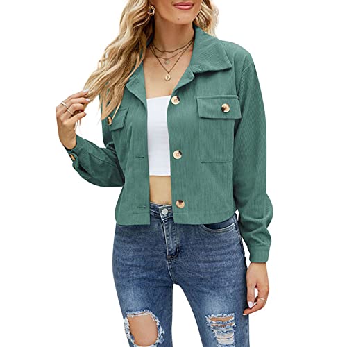 NLAVW Damen Kurze Cordjacke Cord Vintage Kurzjacke Lange Ärmel Outwear Winter Frühling Herbst Top Outwear Mode Lang,Grün,M NLAVW Damen Kurze Cordjacke Cord Vintage Kurzjacke Lange Ärmel Outwear Winter Frühling Herbst Top Outwear Mode Lang,Grün,M von NLAVW