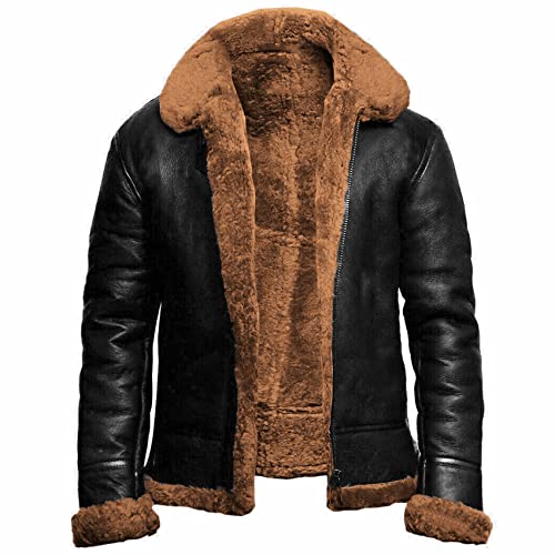 NLAVW Herren Flying Winter Jacket,Shearling Lederjacke Bomber Warm Filling Biker Motorrad Pelz Mantel Jacke,Braun,L NLAVW Herren Flying Winter Jacket,Shearling Lederjacke Bomber Warm Filling Biker Motorrad Pelz Mantel Jacke,Braun,L von NLAVW
