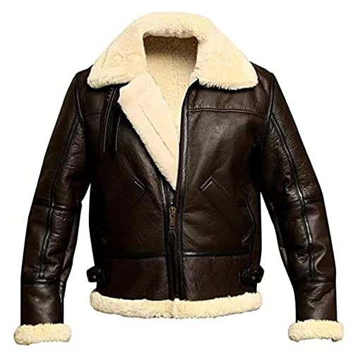 NLAVW Herren Flying Winter Jacket,Shearling Lederjacke Bomber Warm Filling Biker Motorrad Pelz Mantel Jacke,Braun,L NLAVW Herren Flying Winter Jacket,Shearling Lederjacke Bomber Warm Filling Biker Motorrad Pelz Mantel Jacke,Braun,L von NLAVW