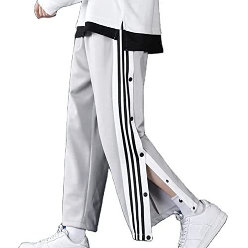 NLAVW Trainingshose Sporthose für Herren mit seitlicher Knopfleiste Hose Basketball Lässiges Training Aufwärmen Lockere Jogginghose mit offenem Bein und Taschen,Grau,3XL NLAVW Trainingshose Sporthose für Herren mit seitlicher Knopfleiste Hose Basketball Lässiges Training Aufwärmen Lockere Jogginghose mit offenem Bein und Taschen,Grau,3XL von NLAVW