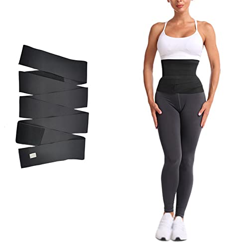 NLAVW Wickelbandage für Damen, Taillen-Trimmer einstellen, Wickel-Taillen-Trimmer-Gürtel für Damen, Bauch-Body-Shaper Compre,Schwarz,6m von NLAVW