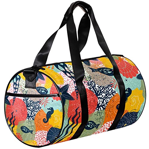 Sporttasche, kleine Reisetasche, Sport-Einkaufstasche für Yoga, Meeresfarben-Blumenfisch, Outdoor-Fitnesstasche, Handgepäcktasche von NLWQEKV