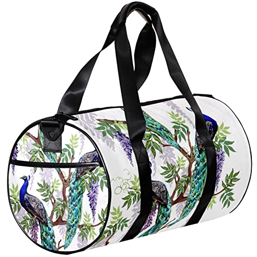 Sporttasche, kleine Reisetasche, Sport-Einkaufstasche für Yoga, Pfau, tropischer Blumenbaum, Outdoor-Fitnesstasche, Handgepäcktasche von NLWQEKV