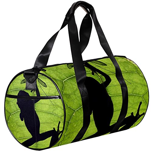 Sporttasche, kleine Reisetasche, Sporttasche für Yoga, Frosch und Blätter, Outdoor-Fitnesstasche, Handgepäcktasche von NLWQEKV