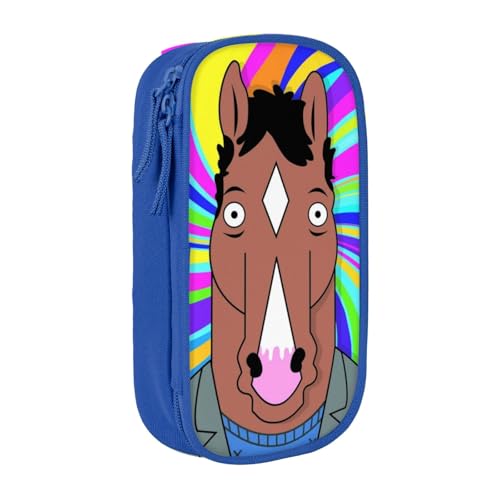 Bo-Jack Cartoon Horse-Man Federmäppchen mit Reißverschluss, Federmäppchen, Stifttasche, tragbare Tragetasche, Stiftetasche, Cartoon-Schreibtisch-Organizer mit Reißverschluss für Kinder, Schul- und Bür von NNNXOOCN