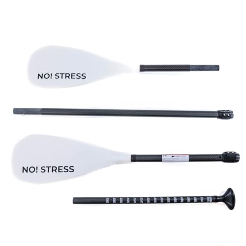 No Stress Carbon Hybrid SUP und Kajakpaddel 4-teilig I Verstellbares, leichtes Paddel, Carbonschaft I Länge Kajak 230 cm/SUP 172-213 cm I Perfekt für Anfänger und Fortgeschrittene No Stress Carbon Hybrid SUP und Kajakpaddel 4-teilig I Verstellbares, leichtes Paddel, Carbonschaft I Länge Kajak 230 cm/SUP 172-213 cm I Perfekt für Anfänger und Fortgeschrittene von NO! STRESS