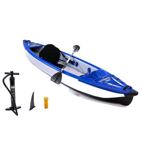 No Stress Kajak Einsitzer 350 cm I Inflatable Kajak mit Dropstitch-Technologie I Hervorragender Richtungstabilität, 3-Kammer-System I Inkl. Paddel, Sitz, Pumpe, Finne, Rucksack, Repair Kit No Stress Kajak Einsitzer 350 cm I Inflatable Kajak mit Dropstitch-Technologie I Hervorragender Richtungstabilität, 3-Kammer-System I Inkl. Paddel, Sitz, Pumpe, Finne, Rucksack, Repair Kit von NO! STRESS