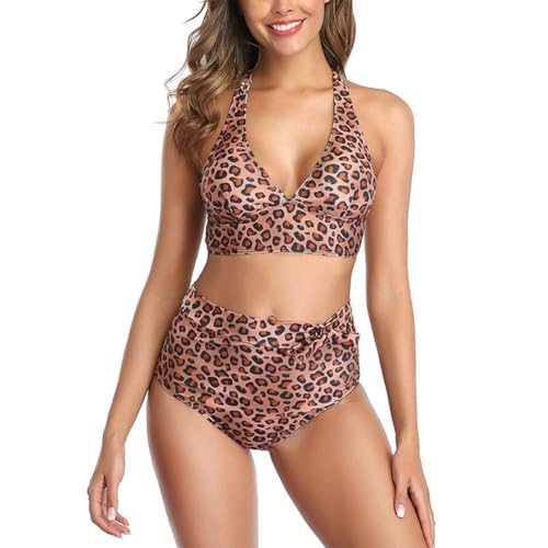 NOAFUNZO Damen-Bikini-Set, Leopardenmuster, zweiteilig, schnelltrocknend, S9059 von NOAFUNZO