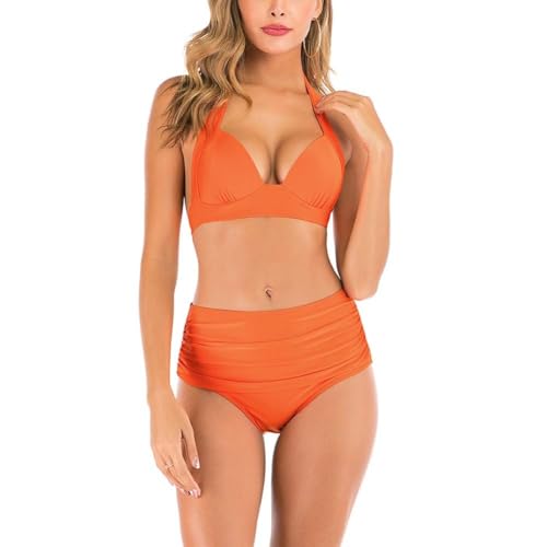 NOAFUNZO Damen-Bikini-Set, hohe Taille, Neckholder, zweiteilig, schnelltrocknend, S130 von NOAFUNZO