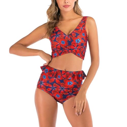 NOAFUNZO Damen-Bikini-Set mit Rüschen, rückenfrei, zweiteilig, schnelltrocknend, S9034 von NOAFUNZO