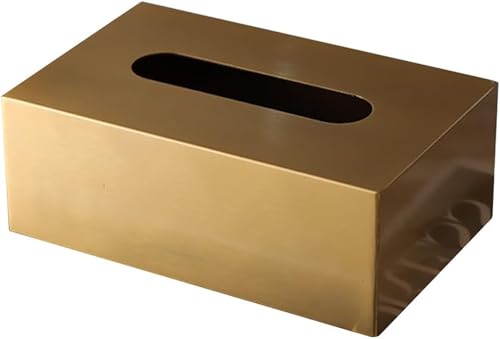 NOALED Taschentuchbox aus Metall, Taschentuchbox, goldfarben, rechteckige Taschentuchbox für Zuhause oder Büro, nachfüllbare Taschentuchbox,A von NOALED