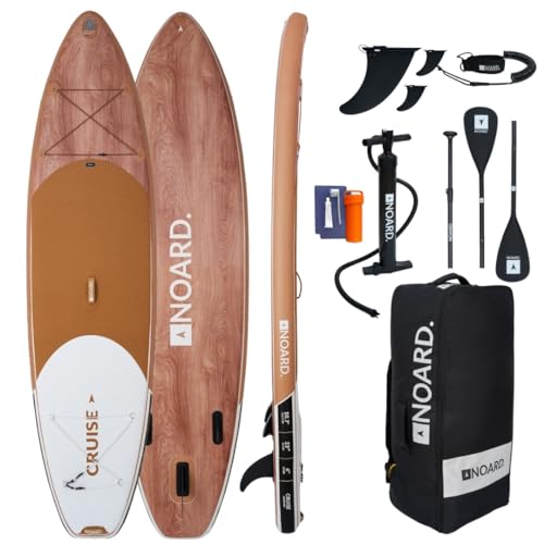 Stand Up Paddle Surfboard von NOARD No. 007 I 326x76x15cm I Holzoptik I Dropstitch & Doppellagig | Geeignet für Anfänger und Profis I Zubehör im Lieferumfang enthalten von NOARD