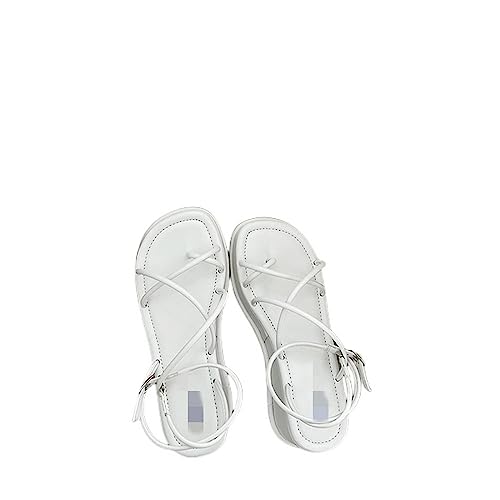 NOGRAX Sommer Hausschuhe Sommer Open Tode Women Sandals Mode Kleiderschuhe Plattform Keile Fersen Ladies Knöchelgurt-White,Size 37(Foot 23 5cm) von NOGRAX