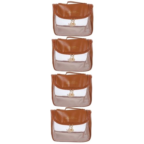 NOLITOY 4 Stück Kulturbeutel Klare Kosmetik-Reisetasche Fall Für Hautpflegeprodukte Lotionbeutel Reisetasche Für Damen Kosmetische Reisetasche Kosmetik-Organizer-Tasche PVC Brown von NOLITOY