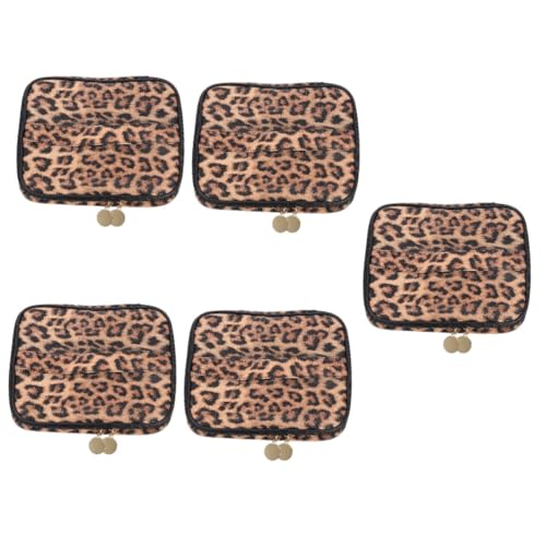 NOLITOY 5St Leopard-Kosmetiktasche aufbewahrungssack Storage Pockets kunststofftasche Make-up Tasche kosmetisches Accessoire tragbare Reisetasche Reisezubehör tragbarer Reiseorganisator Pu von NOLITOY