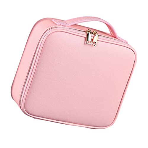 NOLITOY Partition Kosmetiktasche Zugfall Schminktasche Mit Fach Reise-Make-up-Organizer Make-up-Taschen Organizer Für Kosmetiktaschen Reisekosmetikkoffer Reise-Make-up-Koffer Pu-Leder Rosa von NOLITOY