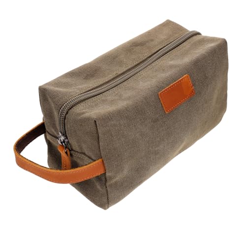 NOLITOY Vintage Make Up Tasche Aus Canvas Leder Kosmetiktasche Mit Spiegel Reise Kulturbeutel Selbstschließender Make Up Organizer Praktische Aufbewahrung Für Unterwegs Stilvolles von NOLITOY