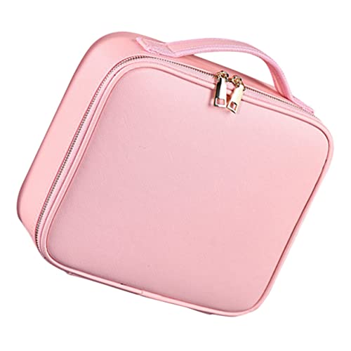 Partition Kosmetiktasche Trendige Kosmetiktasche Zugfall Schminktasche mit Fach Makeup Tasche Kosmetik Tasche Make-up-Taschen reisekosmetikkoffer Kosmetik-Organizer PU-Leder Rosa NOLITOY von NOLITOY