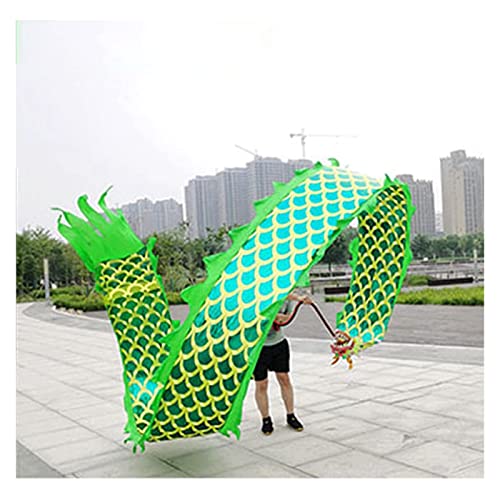 NOLLAM Outdoor 8 m/10 m Chinesischer Volksdrache Seide fließend sich drehend schütteln Poi Outdoor Flinging Fitness 3D Drache Dance Ribbon Streamer für Wonen Men Wu Long von NOLLAM