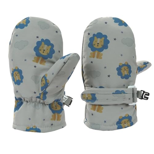 NOLOWY Kinder Schnee-Fäustlinge, Fleece, isoliert, wasserdicht, Wintersport, Reiten, winddichte Handschuhe für Outdoor-Aktivitäten von NOLOWY