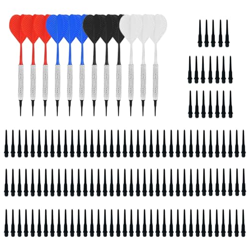 NONGYU 12 Stück 14 g weiche Spitze und Barrels Eisenbeschichteter Schaft, flugsichere Dartpfeile mit 100 Spitzen von NONGYU