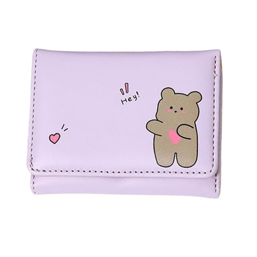 NONGYU Damen Süße Kurze Brieftasche Geldtasche Stilvolle und Praktische Münzbörse für Mädchen und Damen, violett, 10.5*2*8cm von NONGYU