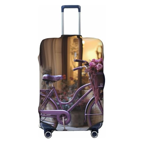 NONHAI Bike by The Window Reisekoffer-Abdeckung, elastisch, waschbar, kratzfest, für 45,7–81,3 cm große Koffer, Violett, Schwarz , L von NONHAI