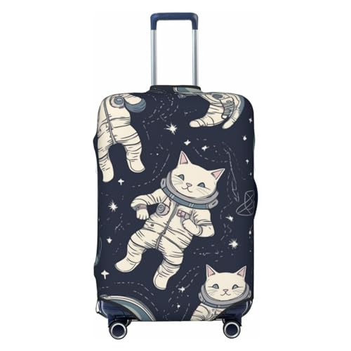 NONHAI Reisegepäck-Abdeckung, lustiger Katzen-Astronauten-Kofferbezug, waschbar, elastisch, kratzfest, passend für Gepäck von 45,7 - 81,3 cm, Schwarz , M von NONHAI
