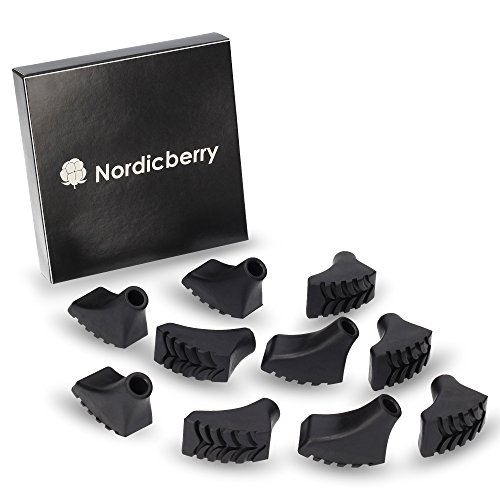 NORDICBERRY 10 Nordic Walking Pads für Asphalt, Stein oder Gelände 5 Paar Gummipuffer passend für alle gängigen Nordic Walking-Stöcke von NORDICBERRY