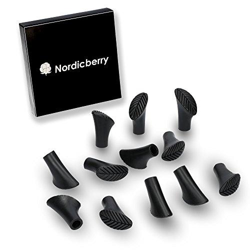 NORDICBERRY 12 Nordic Walking Pads für Asphalt oder Gelände 6 Paar Gummipuffer passend für alle gängigen Nordic Walking-Stöcke von NORDICBERRY