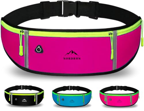 Nordrun® Laufgürtel für alle Handys | Verstellbarer und Wasserdichter Handytasche Joggen | Laufgürtel Handy | Running Belt | Handyhalterung Joggen | Laufen Zubehör | Lauftasche (Rosa) von NORDRUN