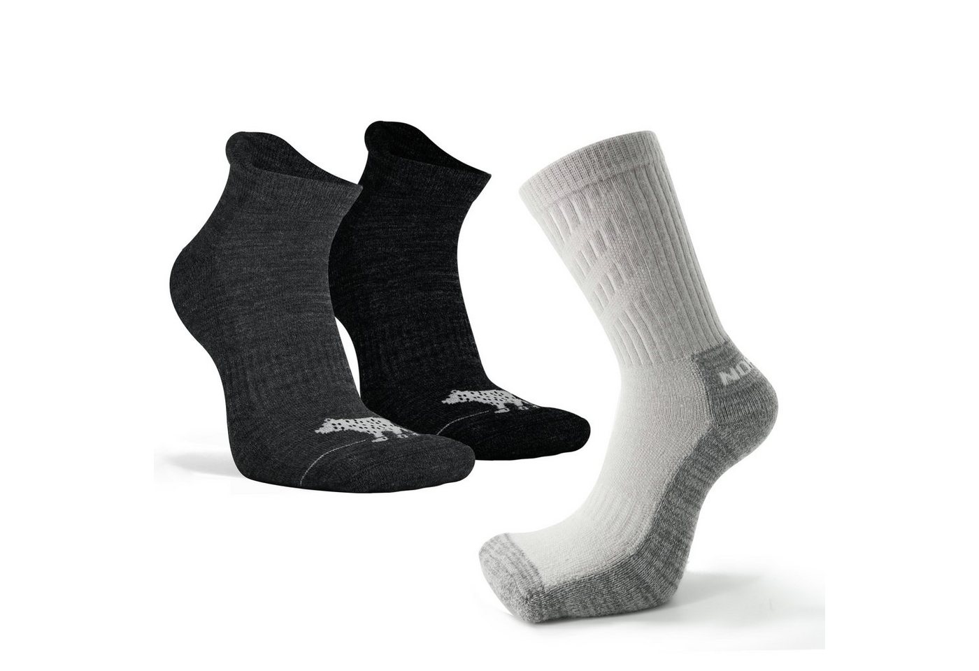 NORDSOX Wandersocken 3er Set verschiedene Längen Premium Merino Wolle für Damen & Herren (6-Paar) Klimaregulierend & sehr weich & atmungsaktiv von NORDSOX