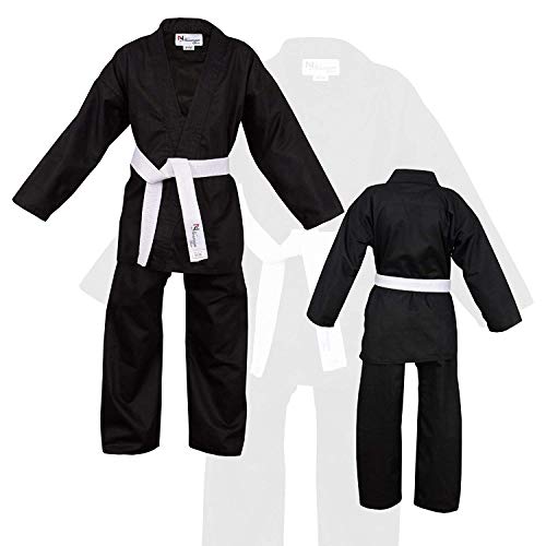 NORMAN Schwarz Kinder Karate-Anzug Gratis Weißer Gürtel Kinder Karate-Anzug - Schwarz, 150cm von NORMAN