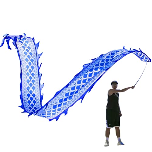 Drachenband im chinesischen Stil, 3D-Drachen-Streamer-Poi, Seiden-Drachentanz, fließender Spinning-Tänzer mit Fiberglas-Handstäben, buntes Fitness-Übungsband for Abschlussball-Party (Größe: 8 m/26 Fuß von NOURIS