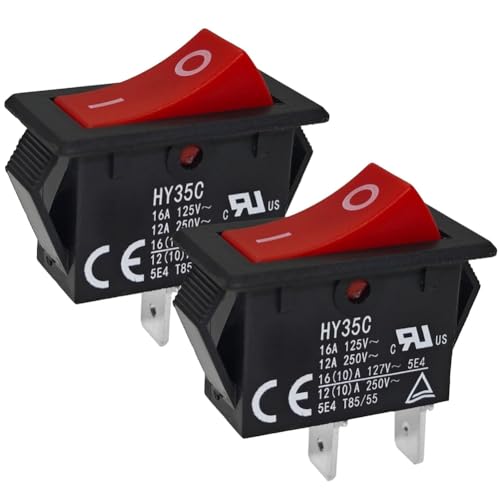 NOUVARis HY35C Druckknopfschalter (2er-Pack) - EIN-Aus 2-Poliger AC 125/250 V 16/12 A Wippschalter für Industrielle Elektrik von NOUVARis