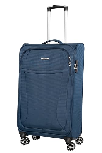 California 360° Drehbarer Koffer - TSA-Zahlenschloss, Teleskopgestänge, 8 Rollen, Adressfeld (Navy, 75 cm XL) von NOWI