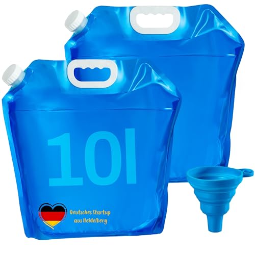 NPEX Faltbarer Wasserkanister 2X10L, Camping, Wasserbeutel Set mit Schraubverschluss und Einfüllstutzen, BPA frei, Wasserbehälter für Camping, Festival, Garten, Survival, Outdoor, Notfall Blackout… von NPEX