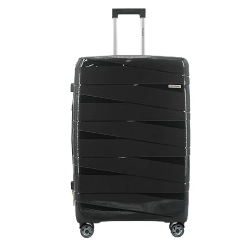 NPLE Koffer Trolley, bunt, Handgepäck, ultraleicht, Doppelrad, Reißverschluss, Diebstahlschutz, Innenstoff aus 230D, aus Polypropylen, erhältlich in 3 Größen, Schwarz , 28”- 75 X 50 X 34 cm, kofferset von NPLE