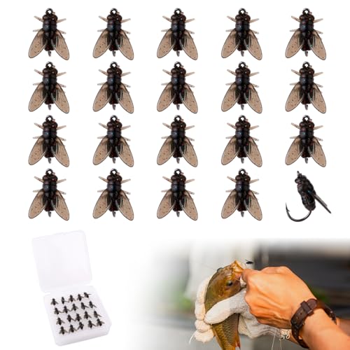 20stk Fliegenfischköder, 12x10x9mm Fliegenköder Fliegende Köder Fliegenfischer-Set für Forellen Fliegenfischen Weiche Angelköder Fliegenfischköder zum Angeln Haken Ausrüstung Männer 20stk Fliegenfischköder, 12x10x9mm Fliegenköder Fliegende Köder Fliegenfischer-Set für Forellen Fliegenfischen Weiche Angelköder Fliegenfischköder zum Angeln Haken Ausrüstung Männer von NQEUEPN