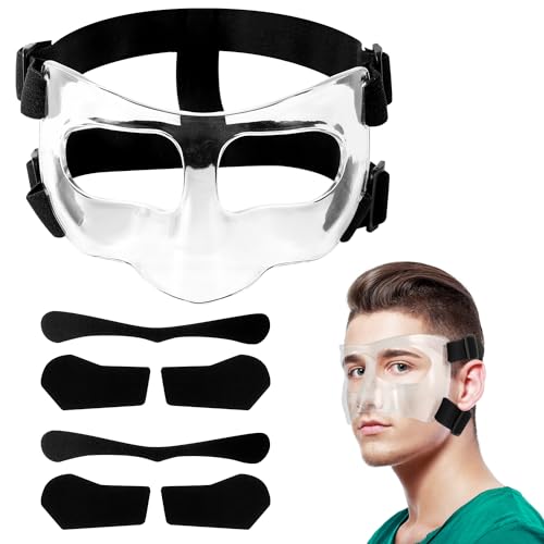 Maske für Gebrochene Nase, Verstellbar, Gesichtsschutz Atmungsaktiv Transparent Gesichtsschutz Sporttraining Gesichtsmaske mit Polsterung für Erwachsene Jugendliche Basketball Fußball Zubehör Maske für Gebrochene Nase, Verstellbar, Gesichtsschutz Atmungsaktiv Transparent Gesichtsschutz Sporttraining Gesichtsmaske mit Polsterung für Erwachsene Jugendliche Basketball Fußball Zubehör von NQEUEPN